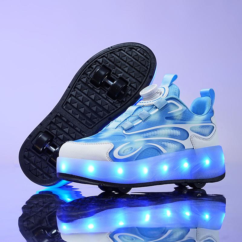Foreign trade runaway shoes, girls luminous shoes USB charging led light shoes adult pulley shoes spot
