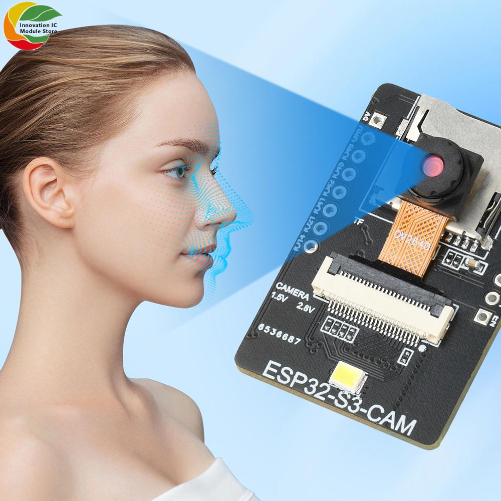 ESP32-S3-CAM AI Vision Module WiFi BT Development Board with Type C for Face Detection and Color Recognition