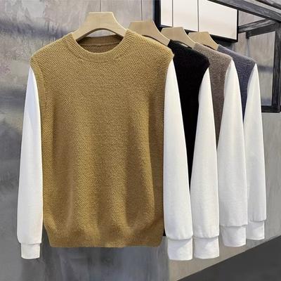 Round Neck Men's Knitwear Sweater Casual Straight Long Sleeve Fashion Urban Pullover Autumn Regular Youth Sweater