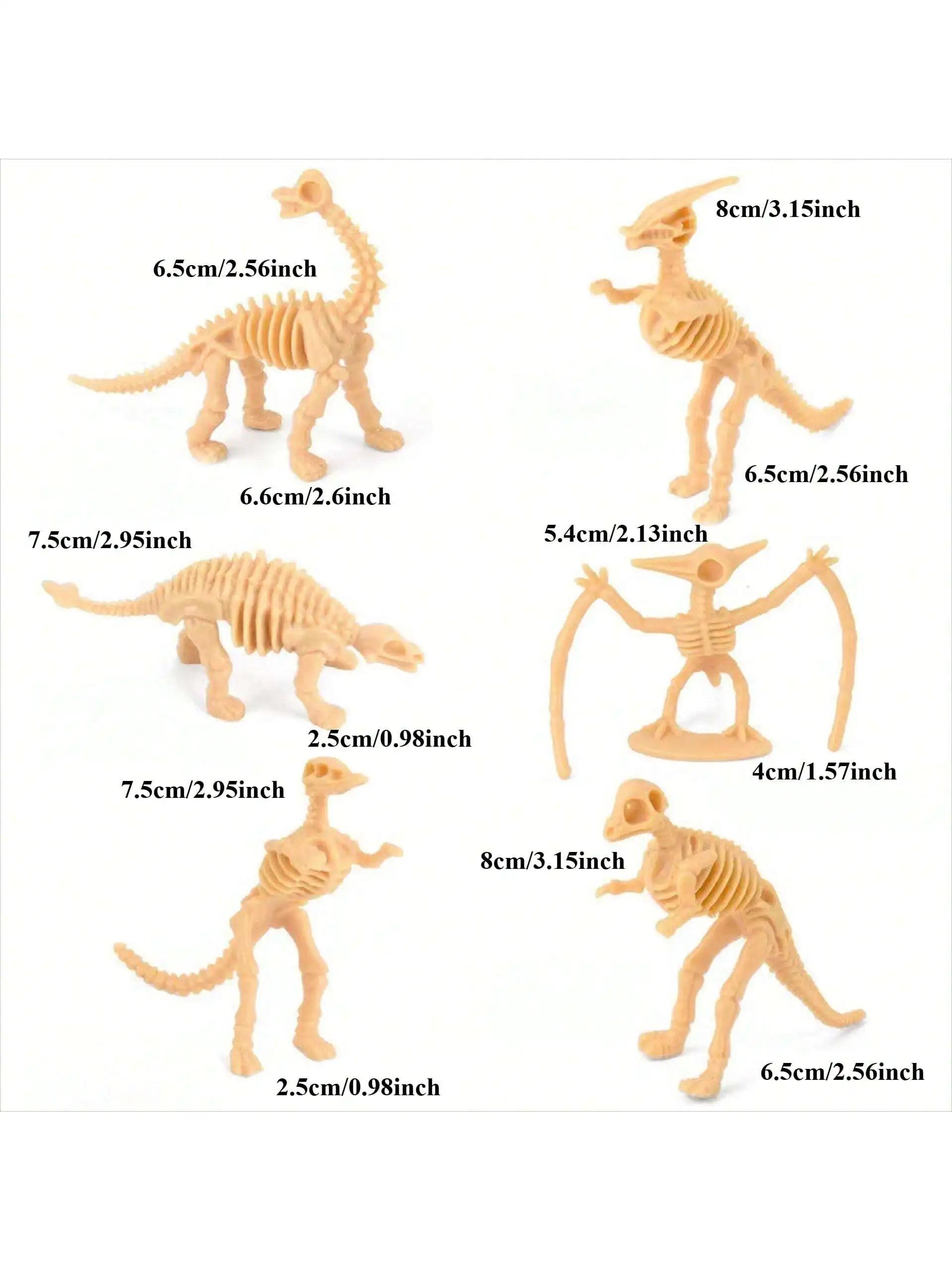 6pcs Simulated Dinosaur Skeleton Model Archaeological Excavation Dinosaur Fossil Skeleton Accessories Children s Birthday Gifts