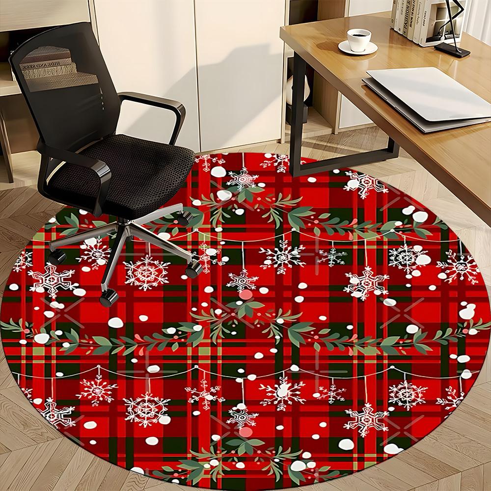 1pc Christmas Plaid Office Round Rug, Non-slip, Soft and Durable Office Rug for Interior Decoration, Perfect for Office, Beautiful Decoration yy260324