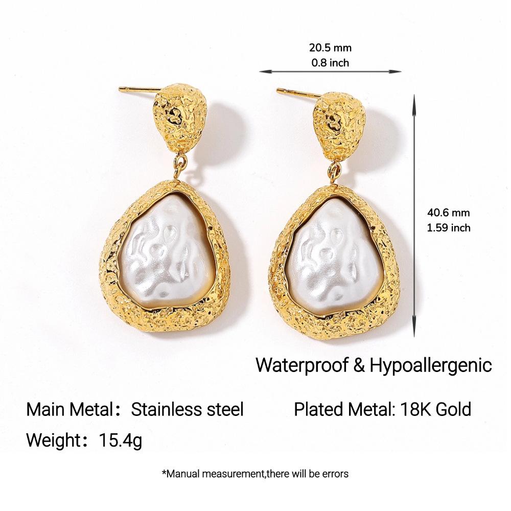 Ying Tai 18K Gold Stainless Steel Vintage French-Style Non-Fading Stud Earrings for Women.