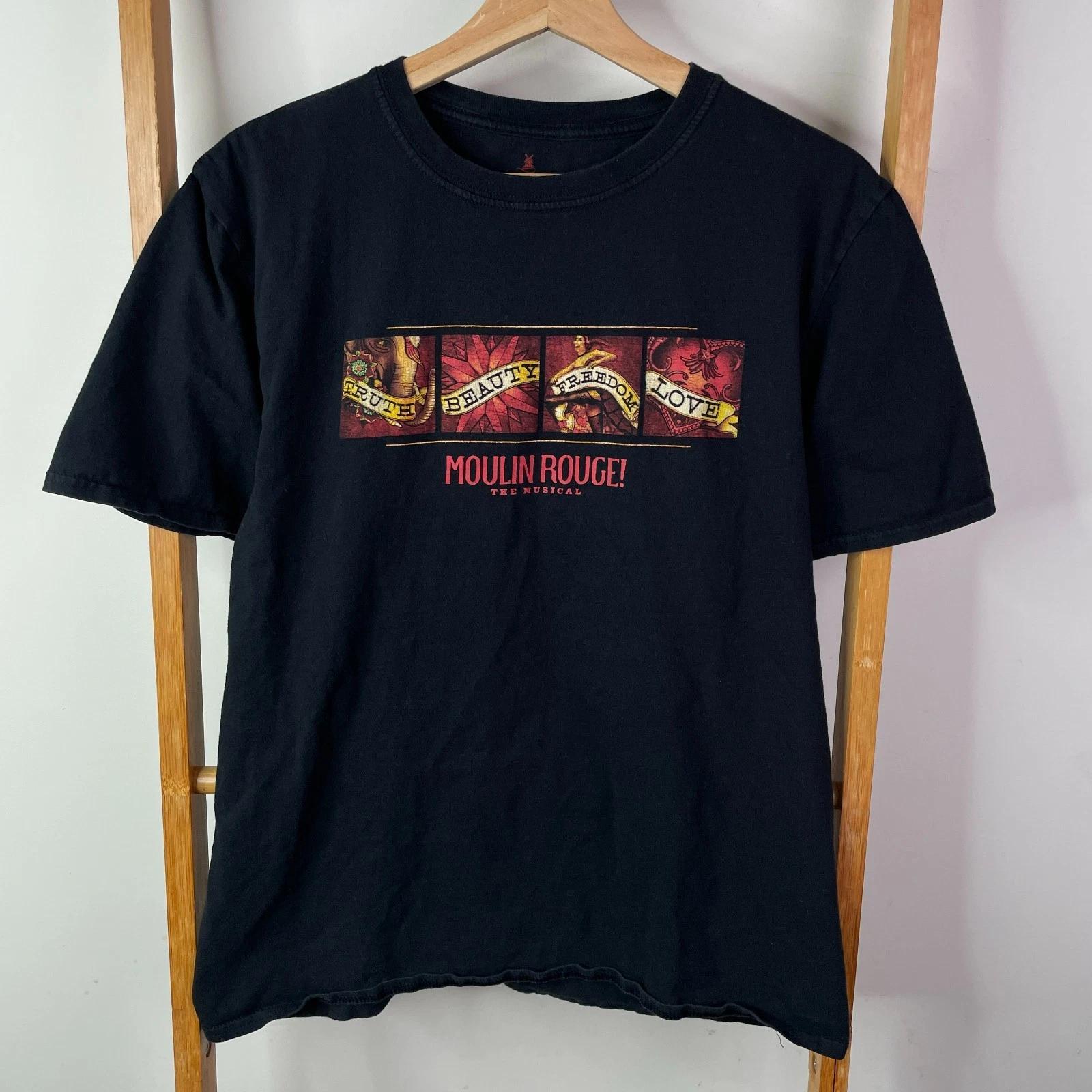 Moulin Rouge Shirt Mens Large Black The Musical Graphic Print Crew Neck Cotton L