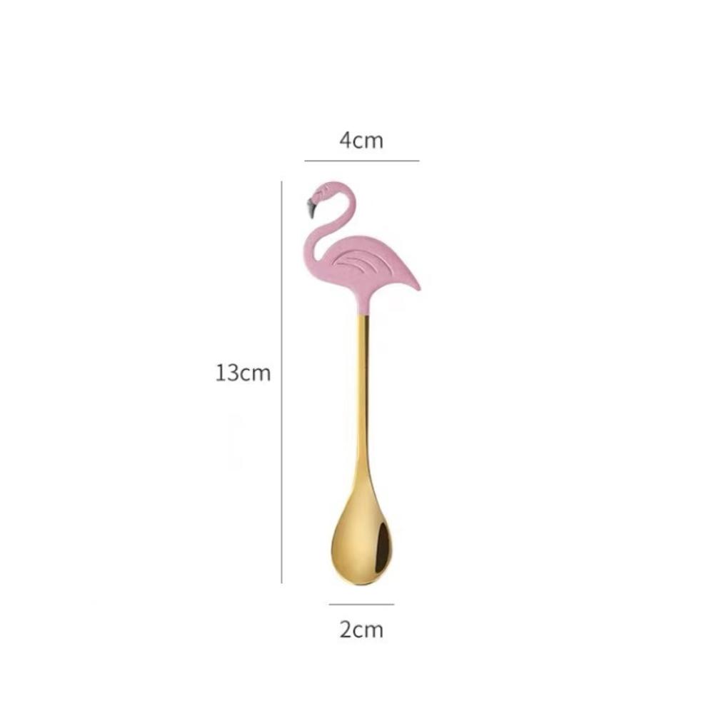 Creative Coffee Spoons Stainless Steel Flamingo Titanium-plated Paint Mixing Spoon Hanging Cup Mini Spoon