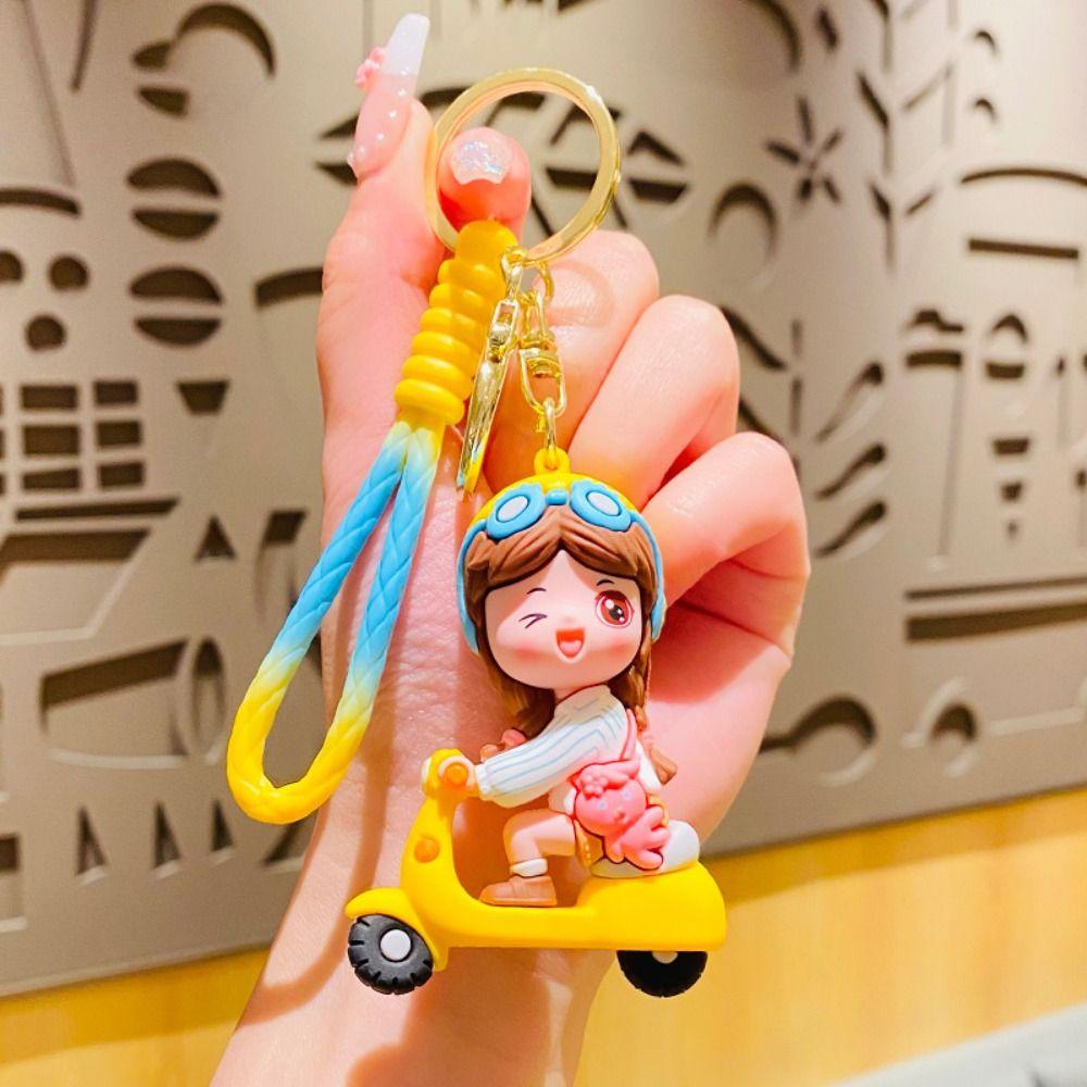 Cute PVC Electric Car Boy Girl Pendant Cartoon Hanging Ornament Couple Keychain Bag Pendant Bag Accessories