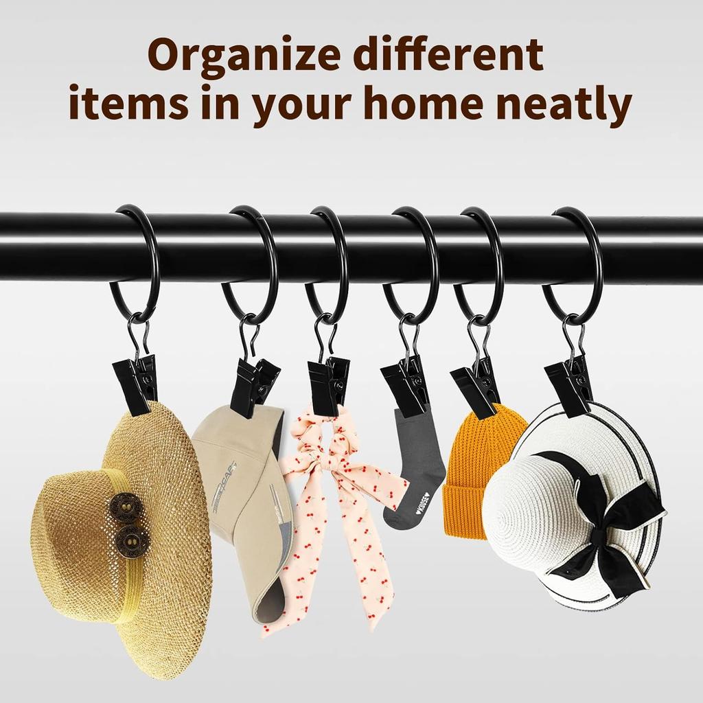 Metal Curtain Rod Clip with Rings Hooks Retro Drapes Tie Buckles Home Bedroom Bathroom Decorative Hanger Shower Curtain Clips