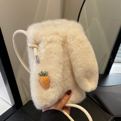 Niedliche Plüschtasche für Damen im Herbst und Winter Neue trendige und modische vielseitige Ein-Schulter-Umhängetasche für Damen Ins Handytasche für Damen