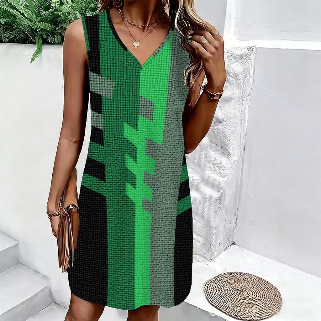 Plus Size V Neck Sleeveless Misty Bamboo Forest Brook Print For Peaceful Zen Getaway
