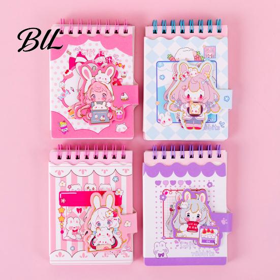 Double Coil Binding Notebook Cartoon Animal Pocket Wire Bound Memo Notepad 3D Rabbit Girl Panda Duck Mini Spiral School Office Supplies