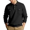 Mens Long Sleeve Polo Collar Casual Workwear Sweatshirt With Pockets