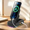 Bluetooth Uyumlu Hoparlörlü Cep Telefonu Standı LED Işıklı Katlanabilir Döndürülebilir Masa Standı TF Kartlı Kablosuz Hoparlör Samsung Tabletler İçin
