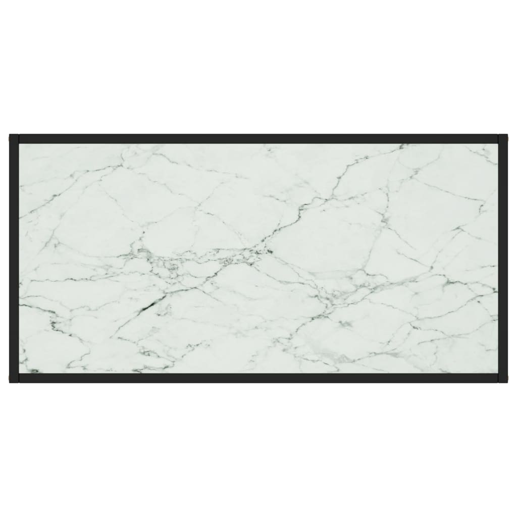 Black Coffee Table with White Marble Effect Glass 100 X 50 X 35 Cm