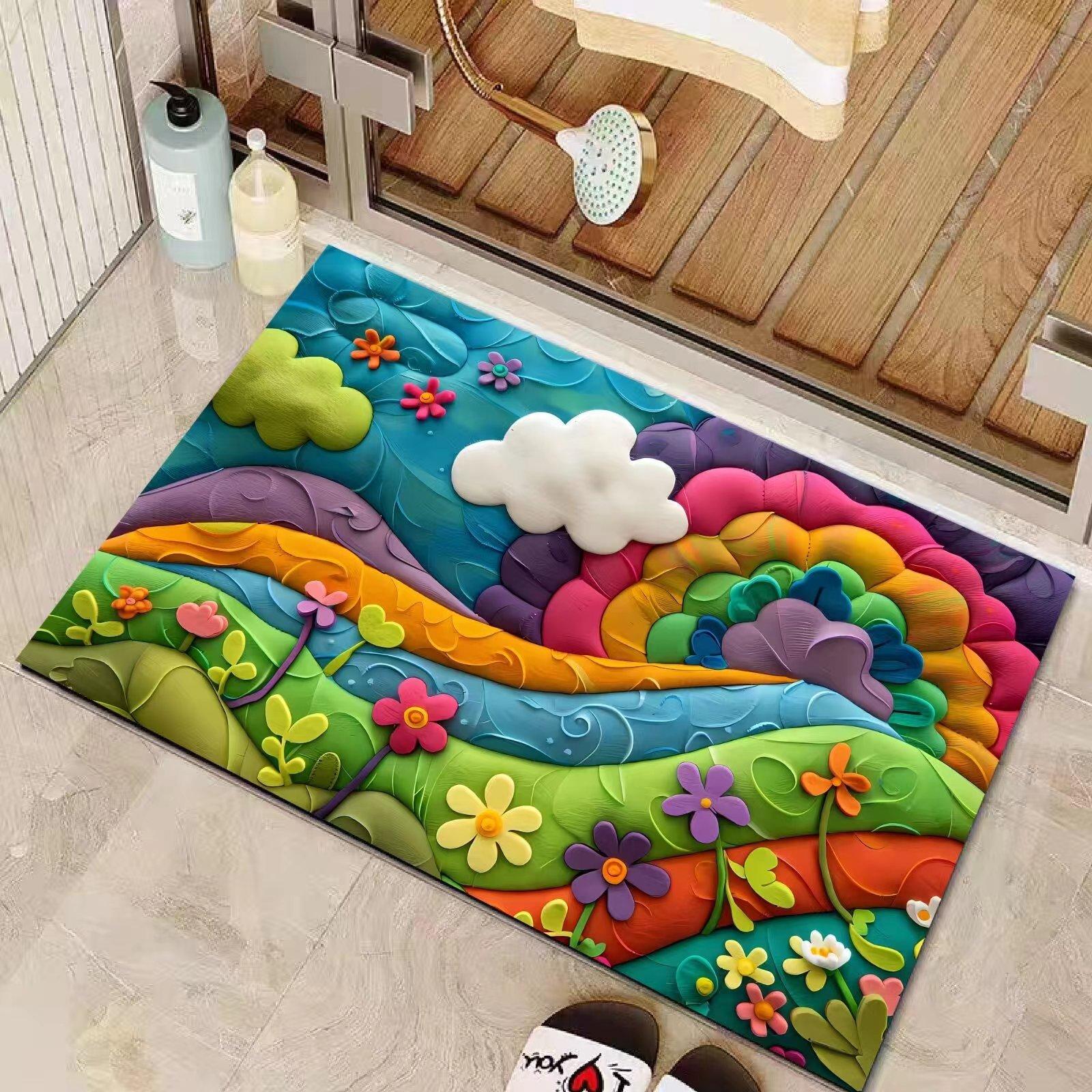 

Household Three-dimensional Flower Carpet Toilet Shower Moisture-wicking Moisture-proof Foot Mat Bathroom Toilet Fast-dry No-wash Floor Mat 40 × 60cm