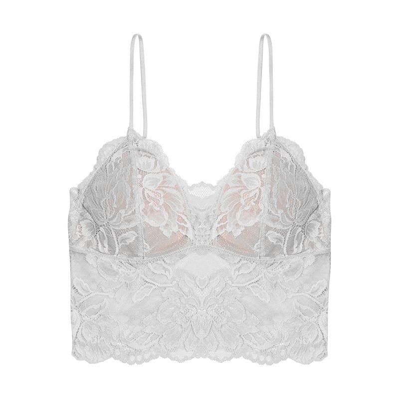 Lace Wirefree French Camisole Bra Set with Padded Triangle Cups