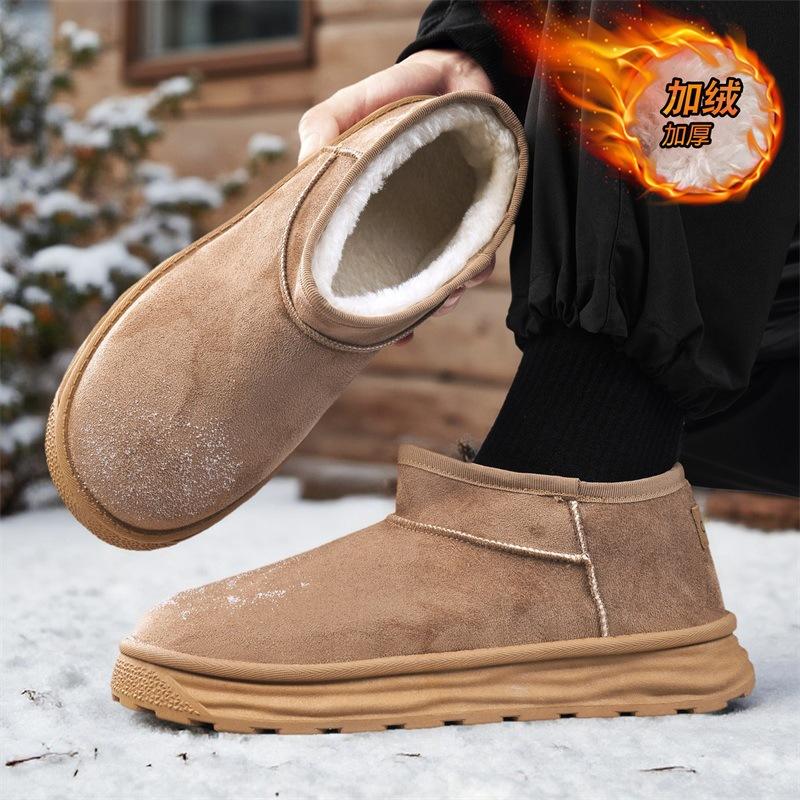 Snow boots fleece thickened non-slip bread shoes winter new outdoor middle help warm thick-soled cotton shoes short boots
