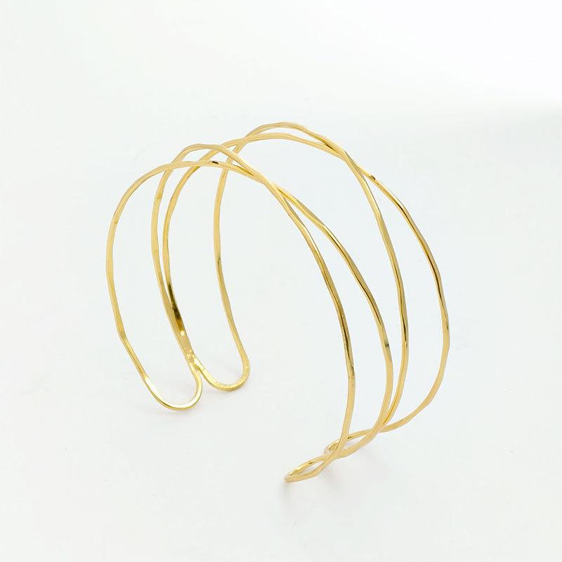 Trendy Exaggeration Hollowed-out Multiple Layers Cross Personalized Arm Ring Adjustable Opening Bangles for Women Ewellery Gifts