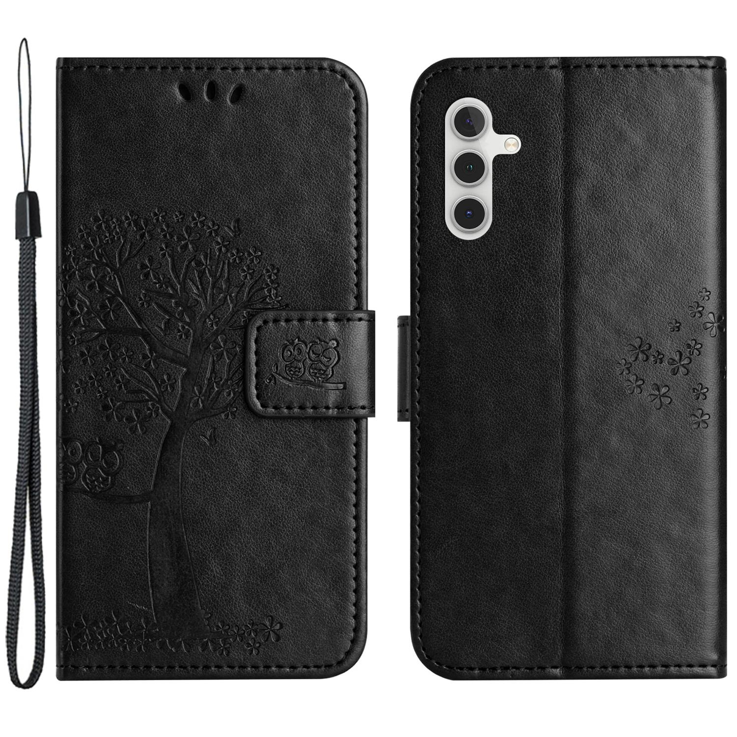 

Leather Case for Samsung Galaxy M15 5G/F15 5G,Wallet Phone Cover Imprinted Owl Tree Black