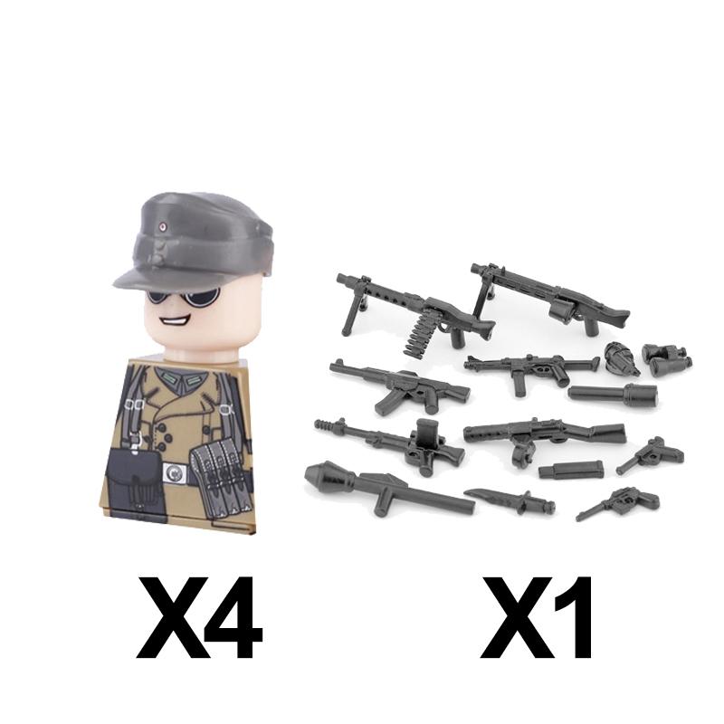 Military Soldier Building Block Figure British US Snow Camouflage Troop MP40 M1A1 Motorcycle Accessories Toys Gift Brick Z02