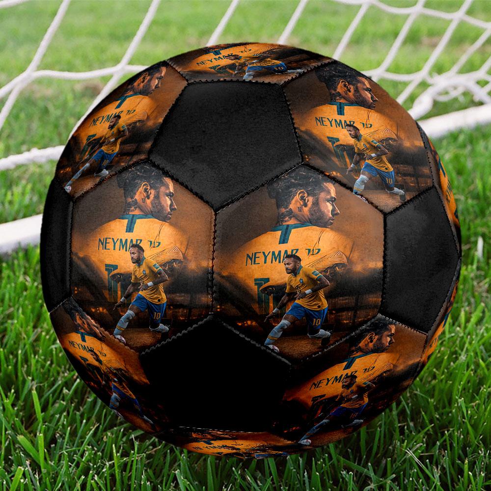 Neymar Printed Size 5 Soccer Ball, Machine-Stitched PVC, Durable & High Bounce, All Ages Fit, Fan Merchandise, Matches & Outdoor Use.