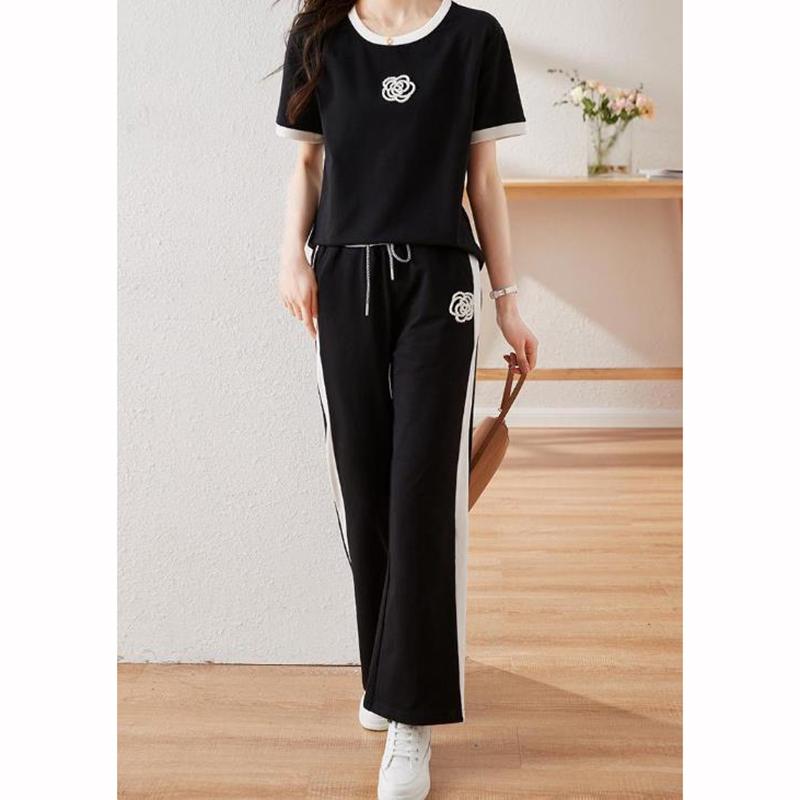 Sommer Damen Sets Rundhals Kurzarm T-Shirt Hose Damen Trainingsanzüge Outfits