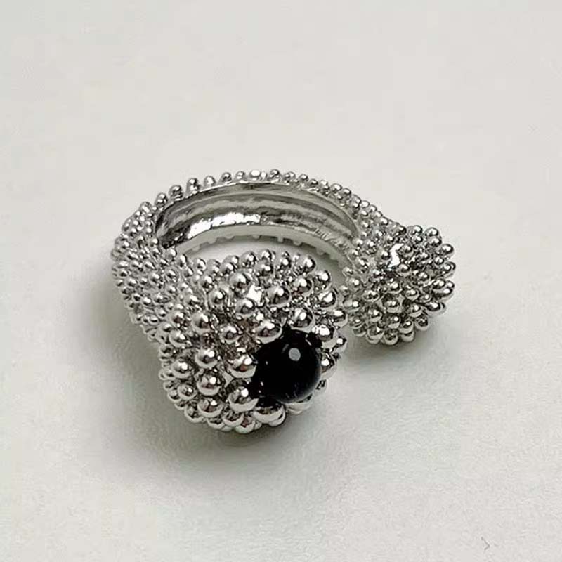 

Vintage Black Crystal Open Rings For Women Girls Exaggerated Metal Irregular Adjustable Ring Zircon Accessories Gifts медный