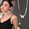 Pearl Butterfly Necklace Women'S Light Luxury Niche Design Sense Splicing Strange Pearl Collarbone Chain Neck Chain Sweater Chain
