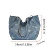 Women's Denim Tote Bag with Bow Detail Multifunctional Shoulder Backpack Hand Washable No Edge Paint