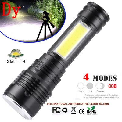 Portable XM-L T6 COB LED Flashlight Zoomable 18650 Torch Light Lamp Lantern