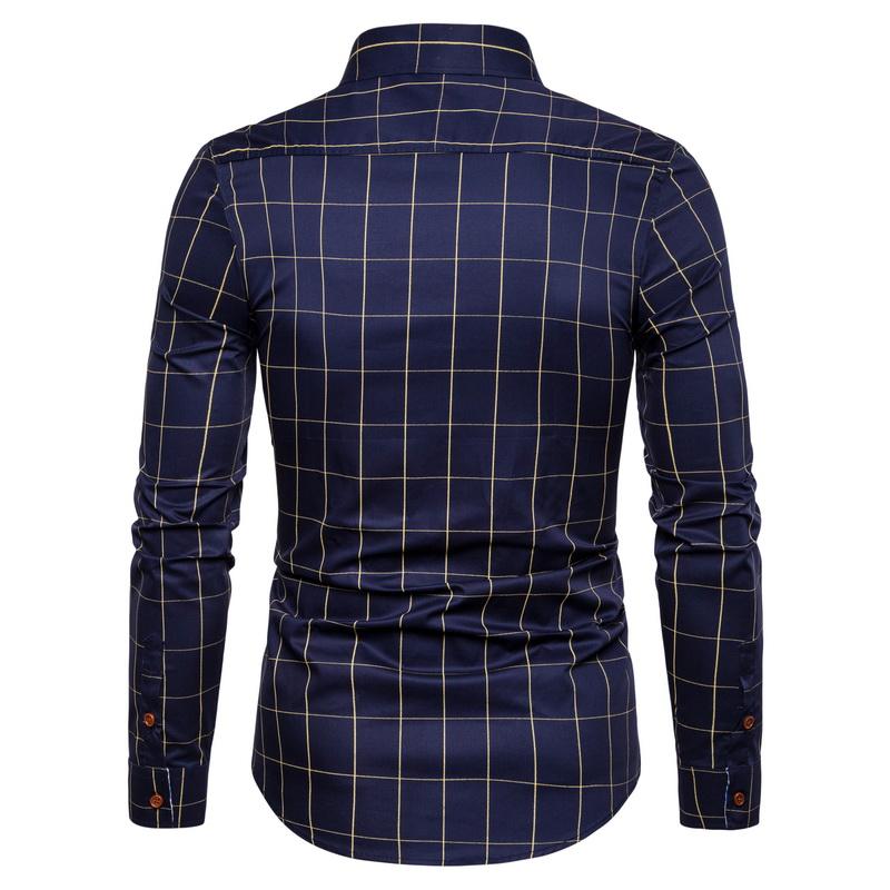 Camicia di Cotone da Uomo Moda a Quadri Camicie a Maniche Lunghe Uomo Casual Business Slim Fit Camicia da Ufficio
