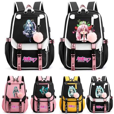 תרמיל מודפס אנימה Hatsune Miku תיק בית ספר לנער/ה סטודנט/ית ילדה ילד תיק ספר קיבולת גדולה עמיד למים תיק נסיעות מתנה Rucksack