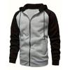 New Men's Zip-Up Color Block Hoodie with Casual Stylish & Durable Fall/Winter Top Raglan Sleeves Hoodies Sweatshirt Male