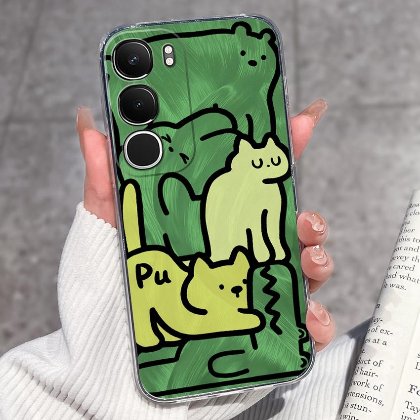 Cute Casing For Vivo Y19s Y19 Y17s Y17 Y16 Y15 Y13 Y12 Y11 Phone Covers Cute Penguin Frog Housing Clear TPU Non Slip Silicone Soft Shell For Vivo Case
