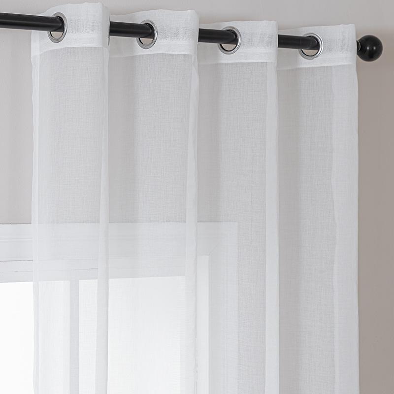Elegant Semi-Transparent White Polyester Curtains for Living Room and Bedroom