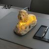 Cute Bedside Nightlight for Bedroom 3D Animal LED Night Light, Resin Dolphin Owl Lion Sculpture Table Light Kids Lamp, USB Desk Decor