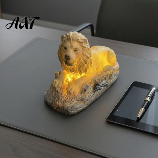 Cute Bedside Nightlight for Bedroom 3D Animal LED Night Light, Resin Dolphin Owl Lion Sculpture Table Light Kids Lamp, USB Desk Decor