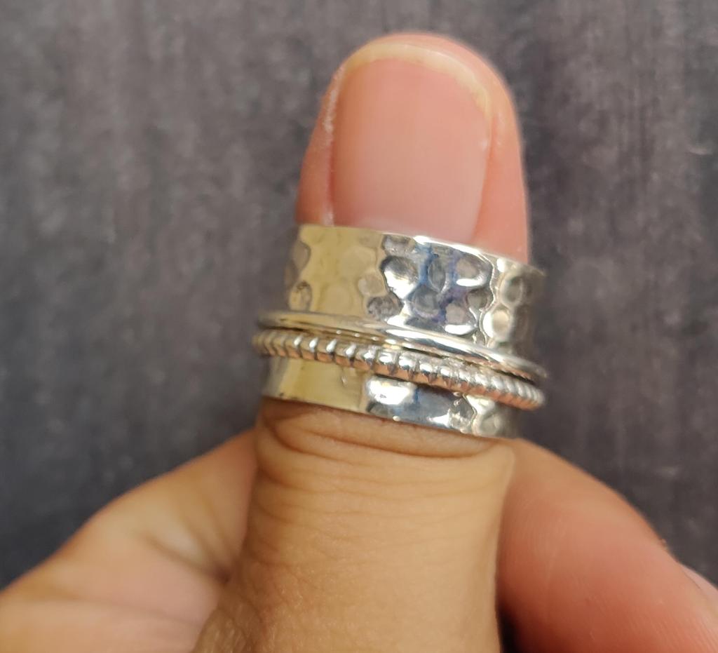 Hammered Spinner Ring, 925 Solid Silver, Thumb Spinning Ring, Meditation Ring, Women Gift for her, Mothers Day Gift