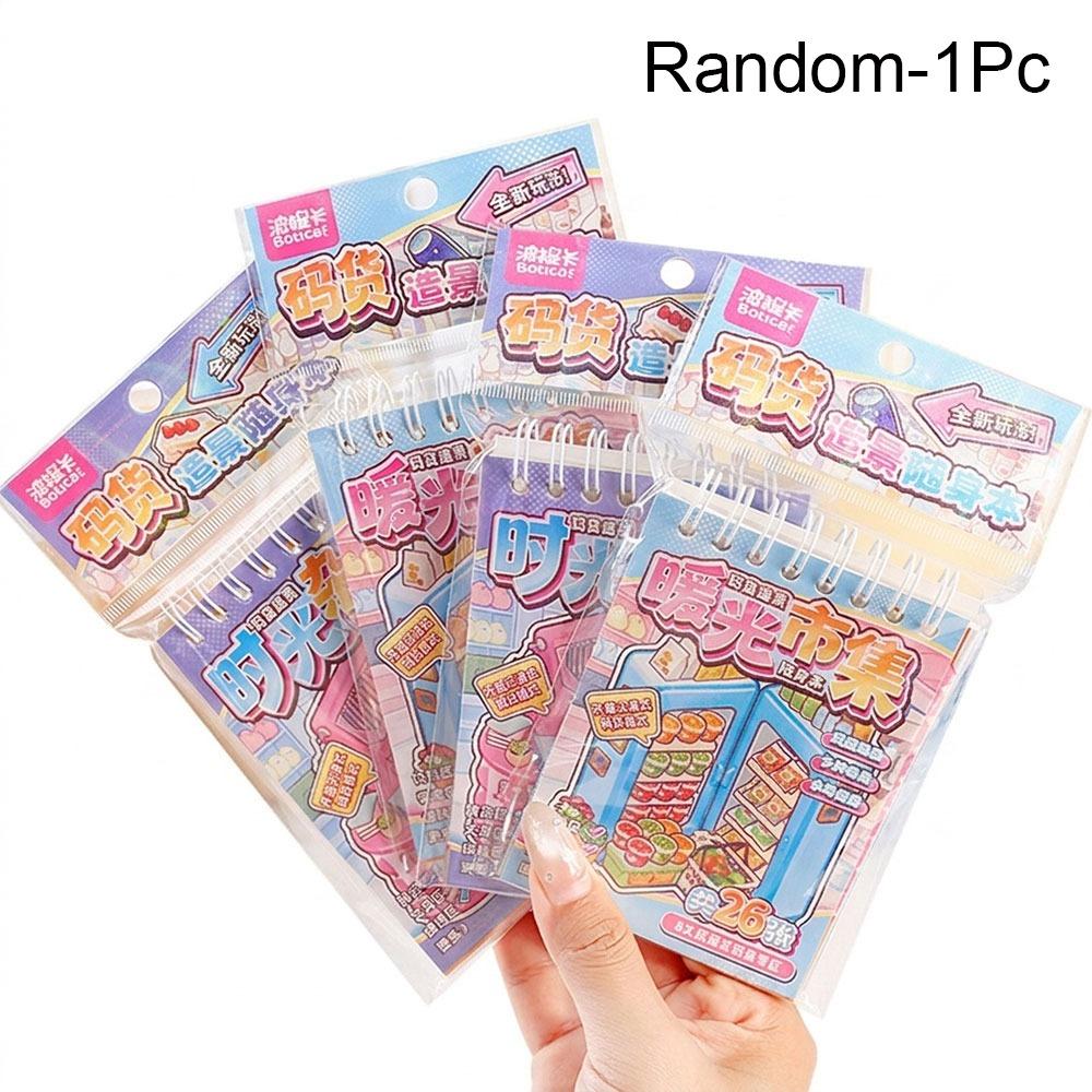 Cartoon 3D Landscape Sticker Book Decorative Miniature Scene Collage DIY Cabin Scene Sticker Toy