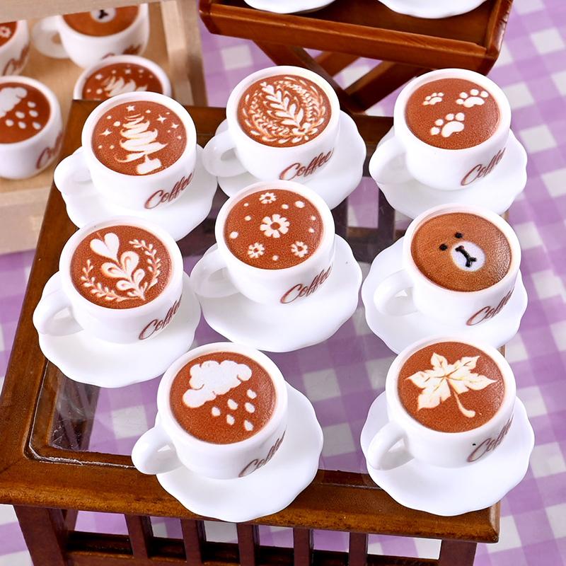 10Pcs Dollhouse Diy Accessories Resin Kawaii Simulation Mini Coffee Cup For Miniature Kitchen Craft Food Toy