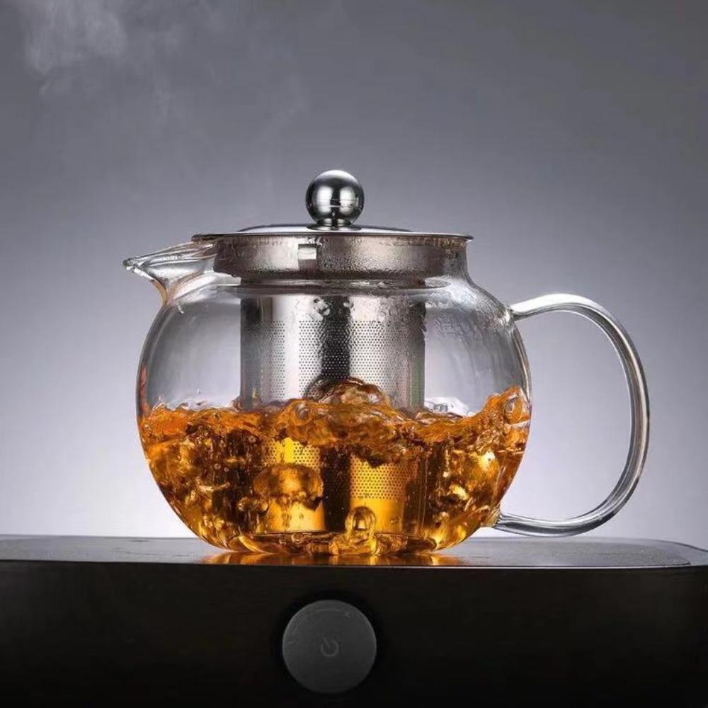 Glass teapot high temperature resistant apple pot thickened household teapot flower teapot stainless steel tea leak