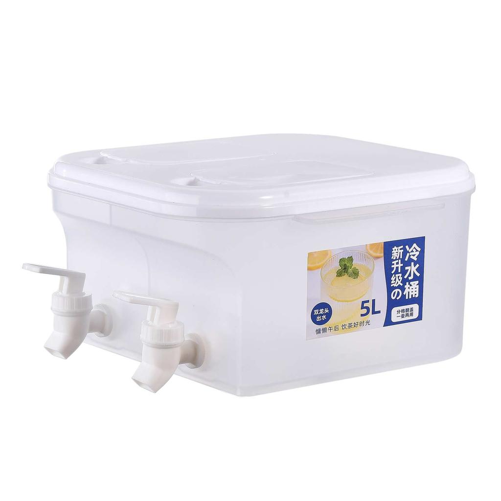 5L Large Capacity Dual Spout Flip Lid Water Pitcher with Faucet Cold Water Jug for Fridge