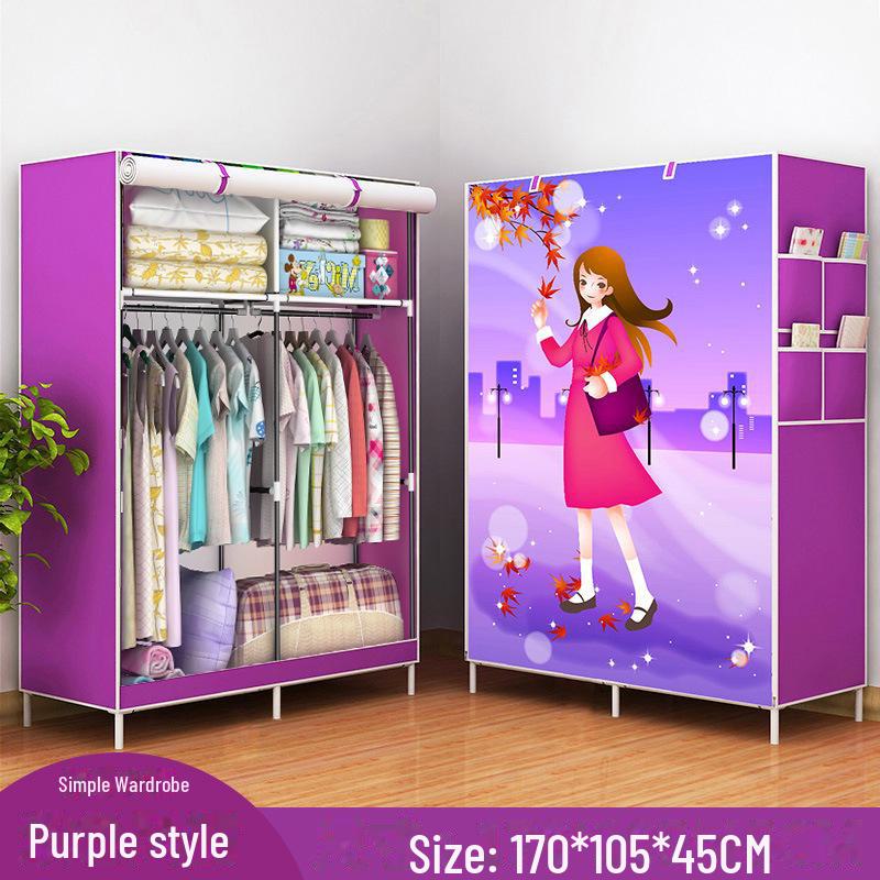 Simple Non-Woven Dustproof Folding Wardrobe with Steel Frame and Hanger