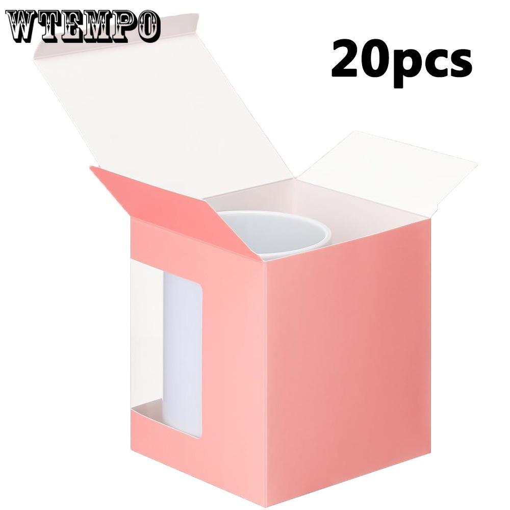 20pcs Pink Mug Boxes for Gifts Coffee Mugs Boxes Gift Boxes with Clear Windoe for Shipping Mugs Wine Glass Paper Treat Boxes Gift Packaging Box