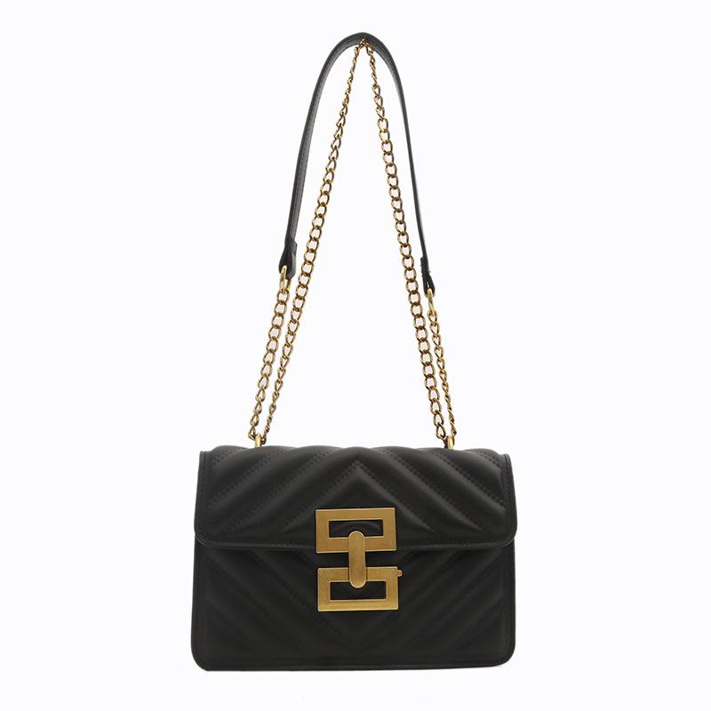 2024 New Trend Shoulder Bag European and American Retro Women's Bag Fashion Solid Color Small Square Bag Creative Lock Crossbody Bag Trend