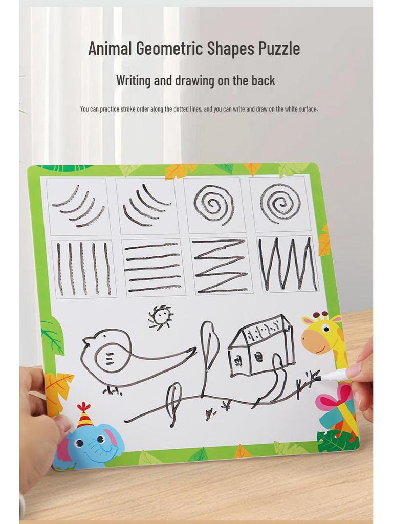 3D Animal Shape Matching & Color Training Puzzle Board for Kids
