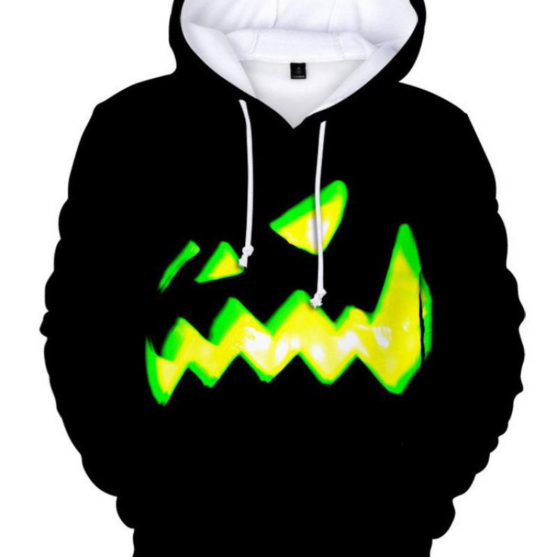 Mens Loose Fit Hooded Long Sleeve Sweatshirt With Cartoon Devil Print Casual Wear