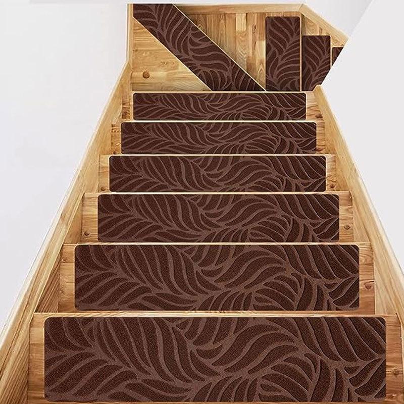 Soft Stair Step Pads with Diverse Embossing Self-adhesive Anti Slip Absorbent Properties Stair Carpet Rugs Protective Sticker Dirt Resistant Floor Mat
