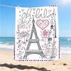 1pc Eiffel Tower, Paris Love Print Outdoor Blanket, Lightweight Polyester,