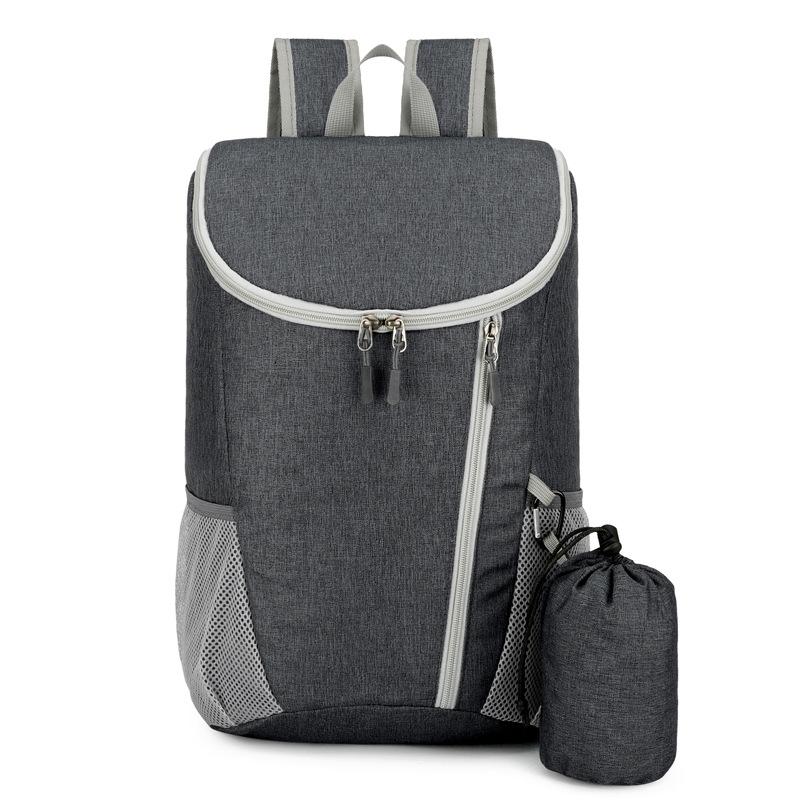 Blue Outdoor Backpack New Grey Unisex Large Capacity Folding Storage Bag Dacron Solid Colour Lightweight Waterproof Travel Knapsack