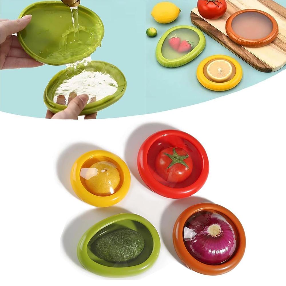 

New 4PCS Silicone Fruit Anti-Oxidation Storage Box for Fridge Keep Fresh