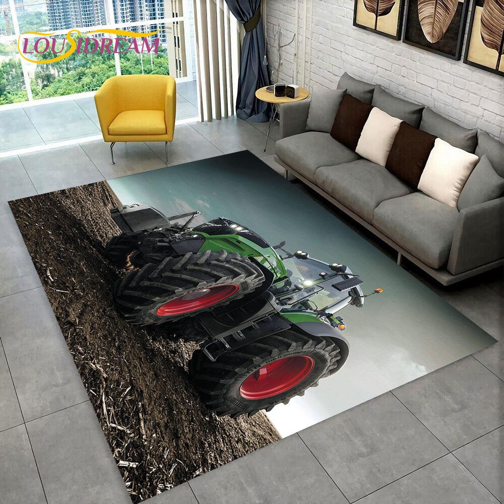 Truck Car Tractor Series Pattern Area Rug,Carpet Rug for Home Living Room Bedroom Sofa Doormat Decor,kids Non-slip Floor Mat 3D